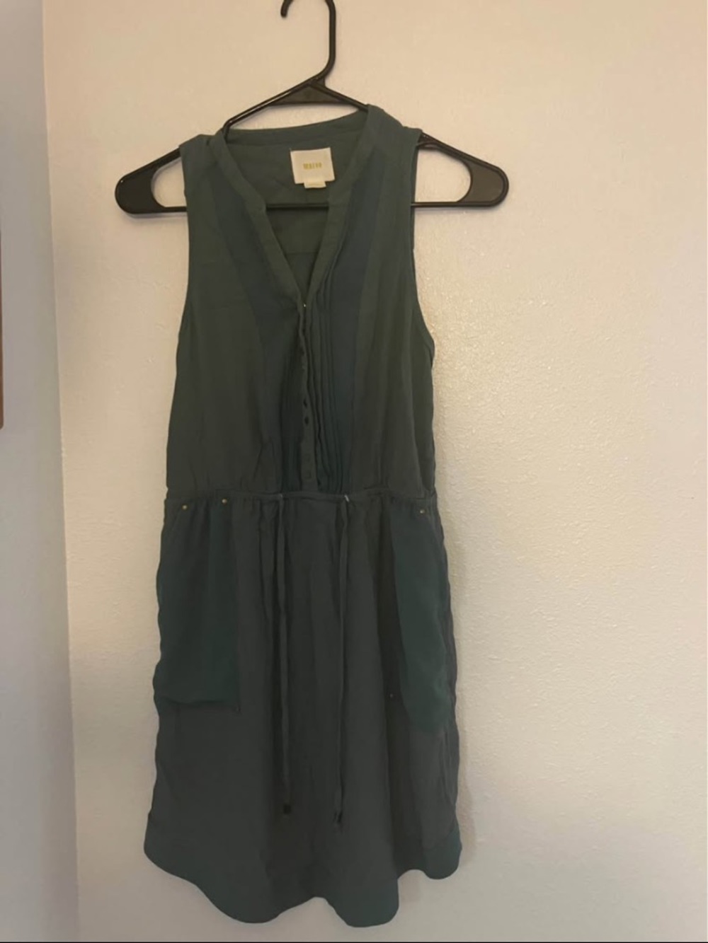 Anthropologie Teal Sleeveless Button-Front Midi Dress
